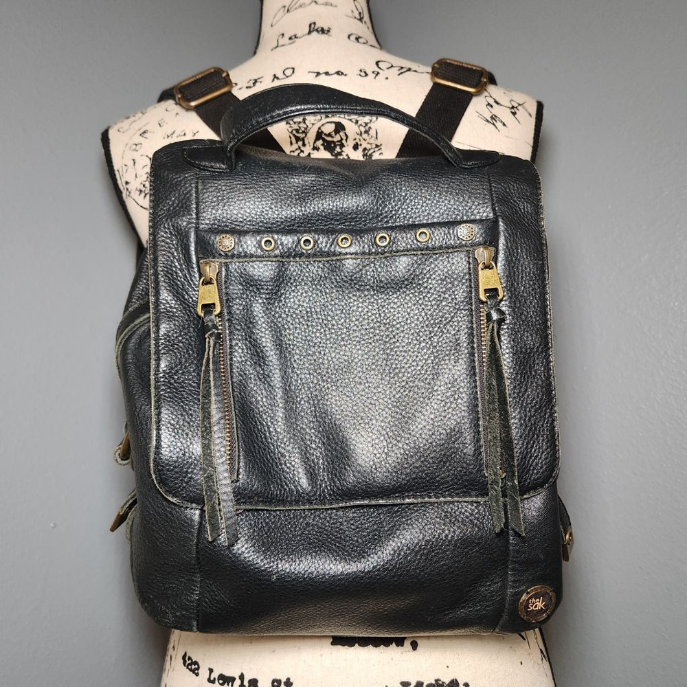 The Sak Pebbled Leather Studded Zipper Backpack